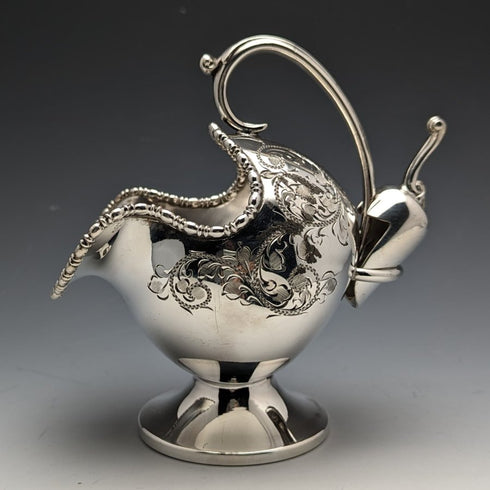 English antique silver plate sugar bowl with scoop